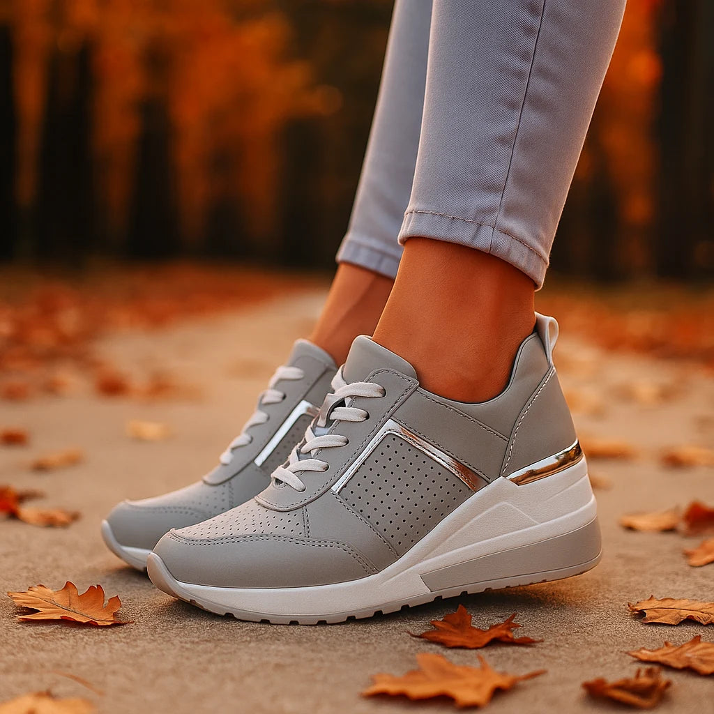 Women's Metallic-Accent Wedge Sneakers in available colours – product view 3 | Hensley London