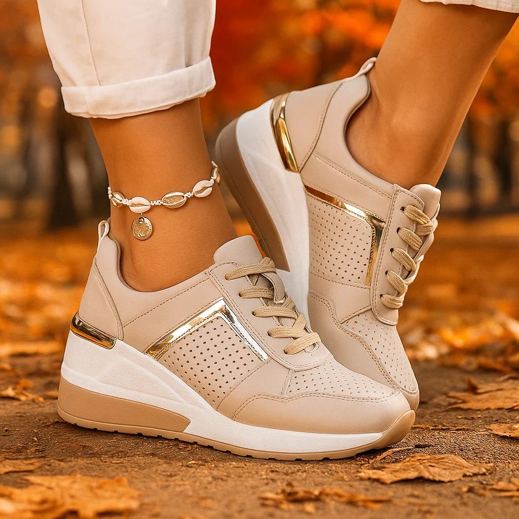 Women's Metallic-Accent Wedge Sneakers in available colours – product view 4 | Hensley London