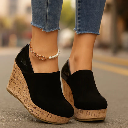 Women's Closed-Toe Wedge Slip-On Shoes in Deep Black – product view 11 | Hensley London