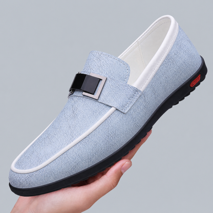 Men's Genuine Italian Leather Slip-On Loafers – product view | Hensley London