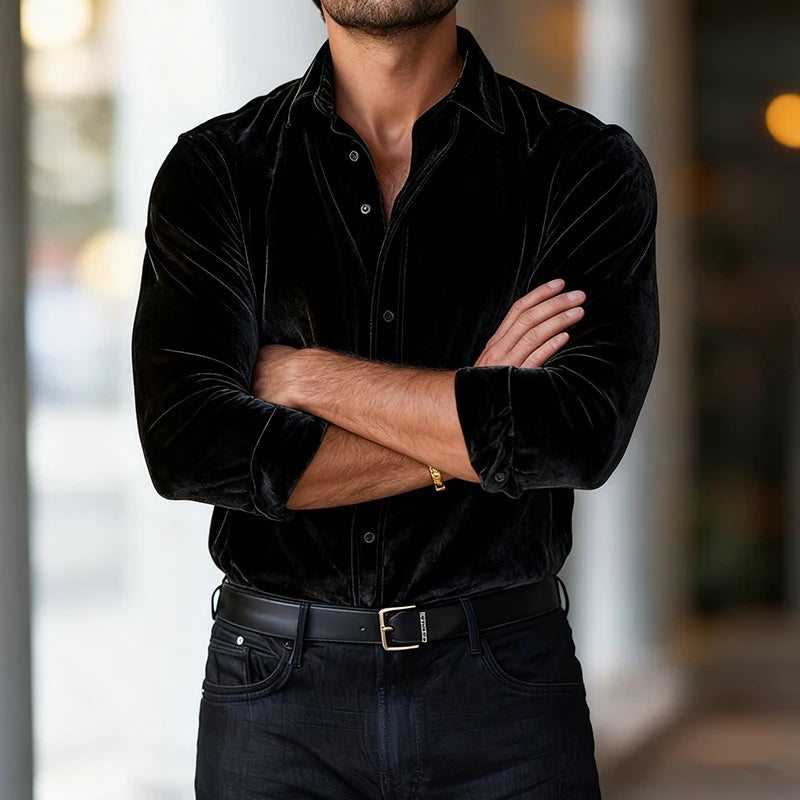 Men's Luxe Velvet Shirt – colour range | Hensley London
