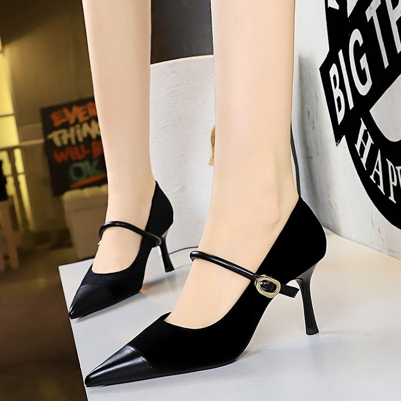 Women's Velvet Pointed-Toe Party Heels - product view | Hensley London