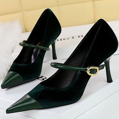 Women's Velvet Pointed-Toe Party Heels - product view | Hensley London