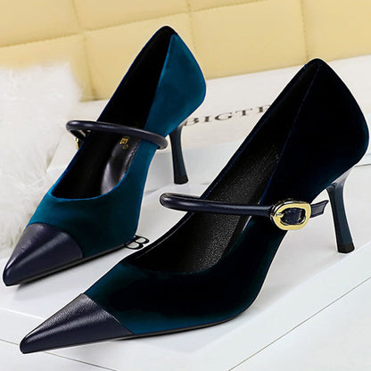Women's Velvet Pointed-Toe Party Heels - product view | Hensley London