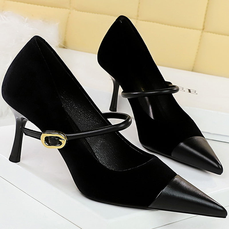 Women's Velvet Pointed-Toe Party Heels - product view | Hensley London