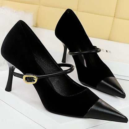 Women's Velvet Pointed-Toe Party Heels - product view | Hensley London