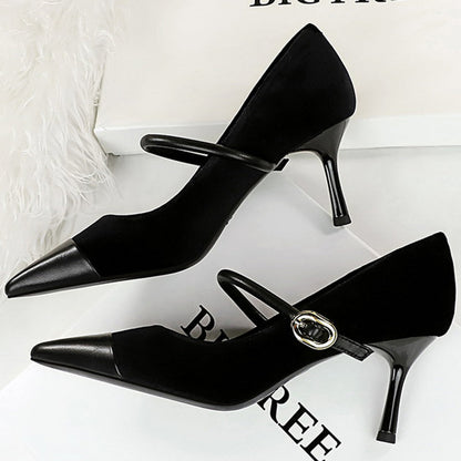 Women's Velvet Pointed-Toe Party Heels - product view | Hensley London