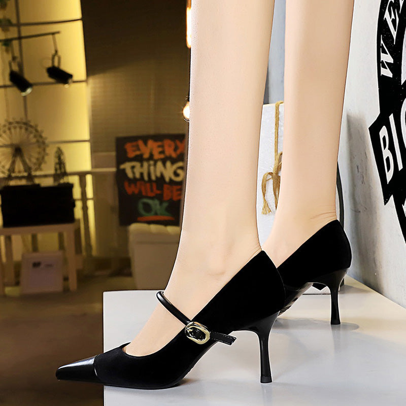Women's Velvet Pointed-Toe Party Heels - product view | Hensley London