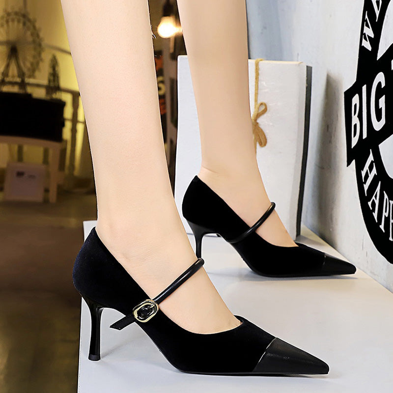 Women's Velvet Pointed-Toe Party Heels - product view | Hensley London