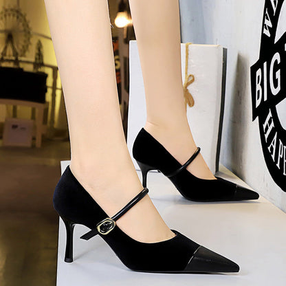 Women's Velvet Pointed-Toe Party Heels - product view | Hensley London