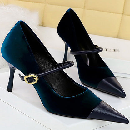 Women's Velvet Pointed-Toe Party Heels - product view | Hensley London
