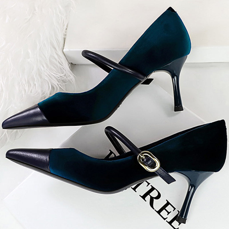 Women's Velvet Pointed-Toe Party Heels - product view | Hensley London