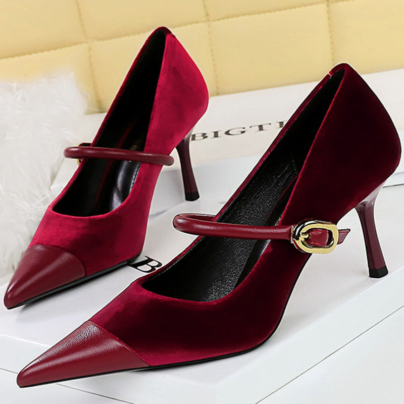 Women's Velvet Pointed-Toe Party Heels - product view | Hensley London