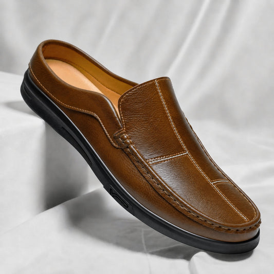 Men's Genuine Italian Leather Slip-On Mules – main product view | Hensley London