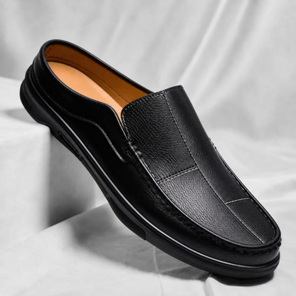 Men's Genuine Italian Leather Slip-On Mules – top view | Hensley London