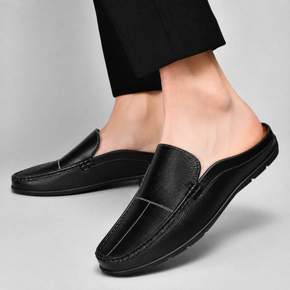Men's Genuine Italian Leather Slip-On Mules – sole view | Hensley London