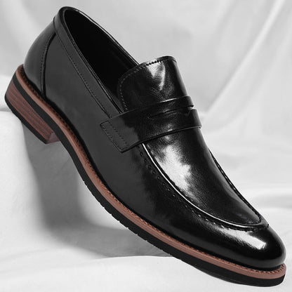 Men's Italian Leather Penny Loafers in Black – side profile | Hensley London