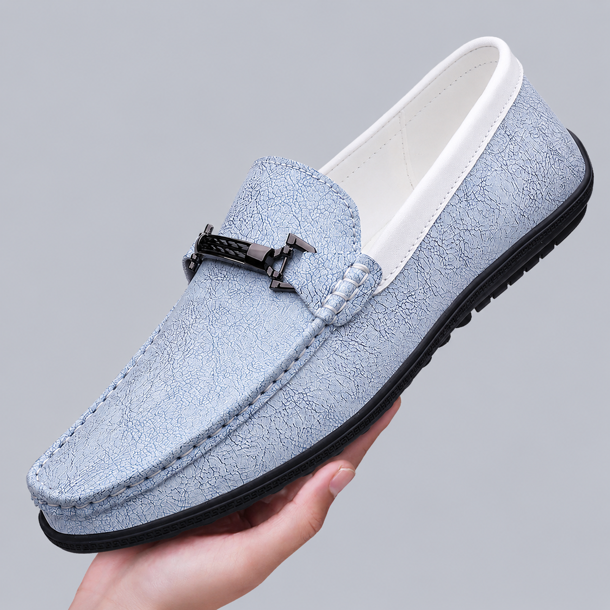 Men's Italian Leather Slip-On Loafers – product view | Hensley London