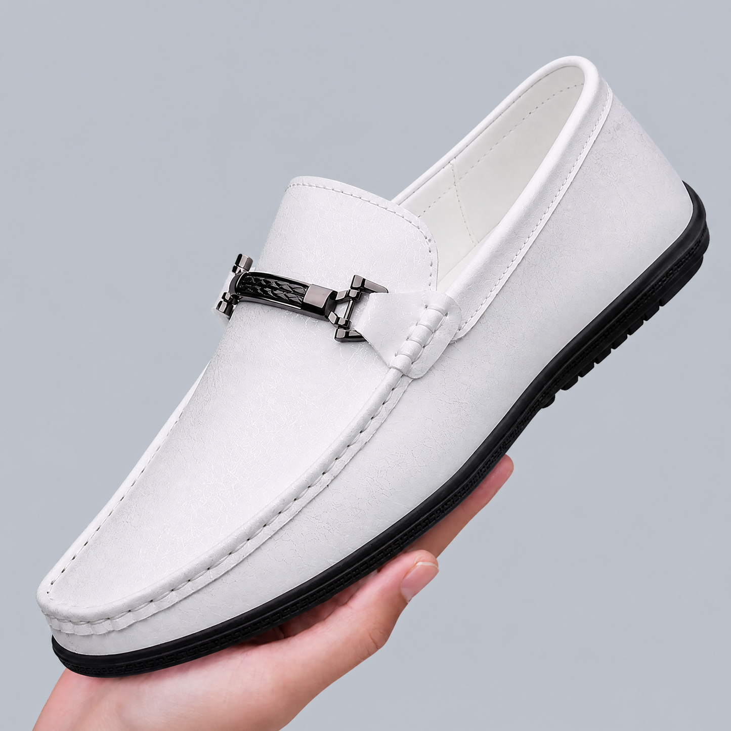Men's Italian Leather Slip-On Loafers – product view | Hensley London