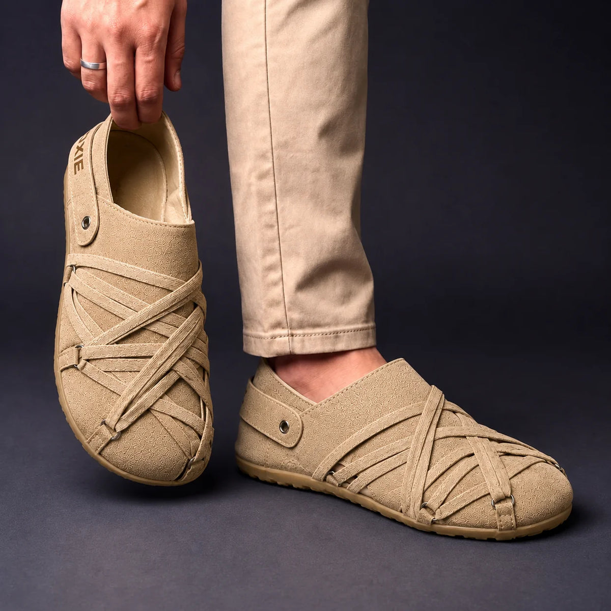 Men's Wrapped-Strap Slip-On Shoes – product view | Hensley London