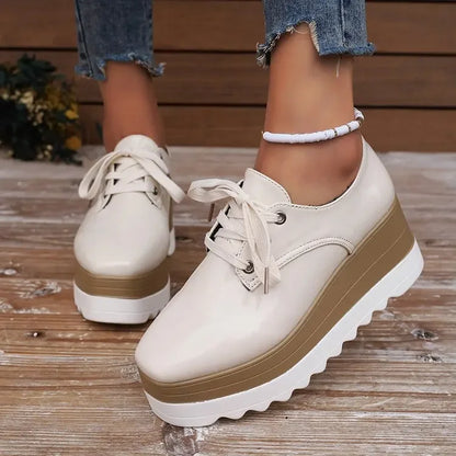 Women's Gloss-Finish Lace-Up Platform Sneakers – Product view | Hensley London