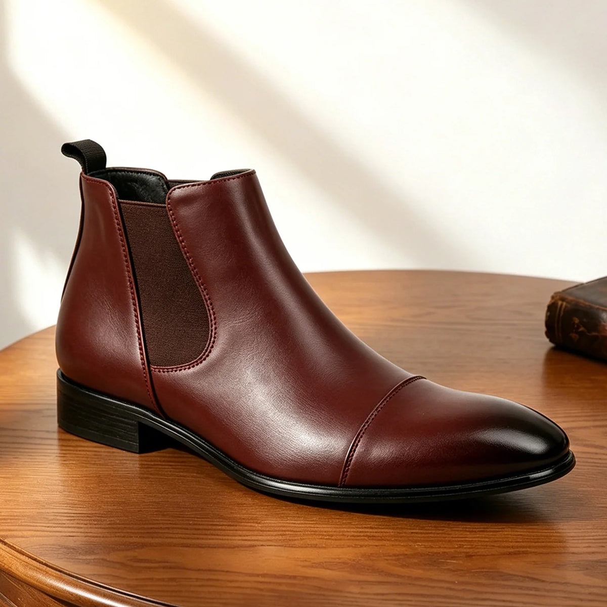 Men's Leather Chelsea Boots – Elastic Side Panels – Product view | Hensley London