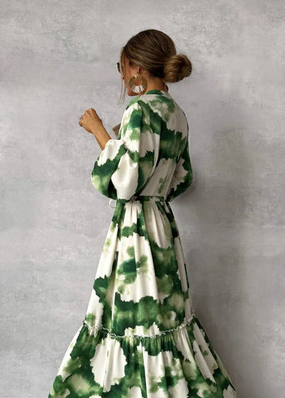 Women's Maxi Dress Green Size M Polyester-3