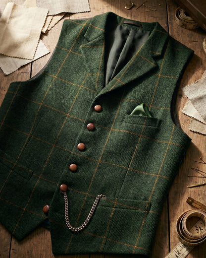 Men's Tweed Lapelled Waistcoat - styled view | Hensley London