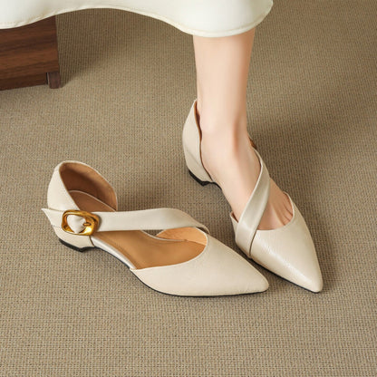 Women's Leather d'Orsay Pointed-Toe Pumps - front view | Hensley London