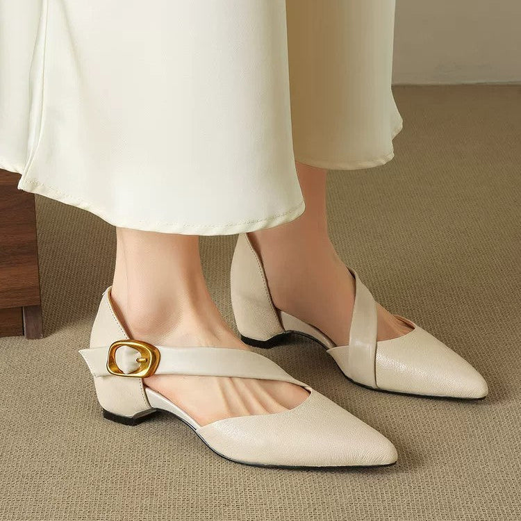 Women's Leather d'Orsay Pointed-Toe Pumps - back view | Hensley London