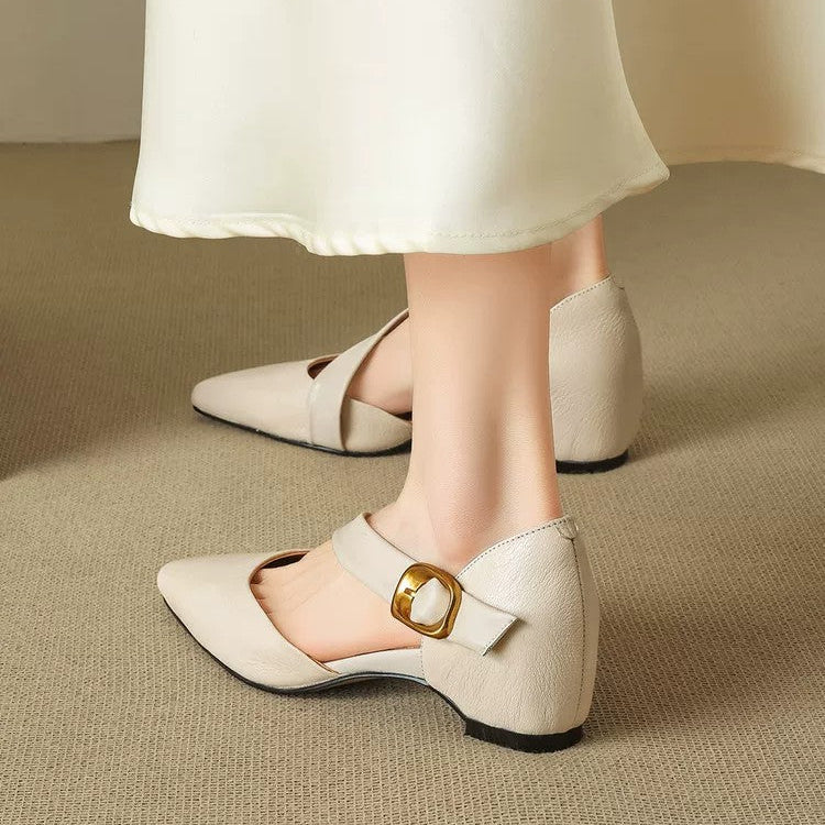 Women's Leather d'Orsay Pointed-Toe Pumps - detail view | Hensley London