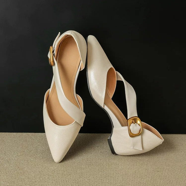 Women's Leather d'Orsay Pointed-Toe Pumps - top view | Hensley London