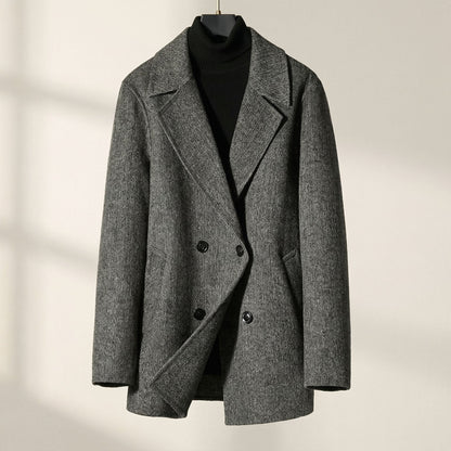 Men's Wool Double-Breasted Coat - detail view | Hensley London