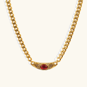 Vintage-Inspired Necklace with Gemstone Simulant Pendant