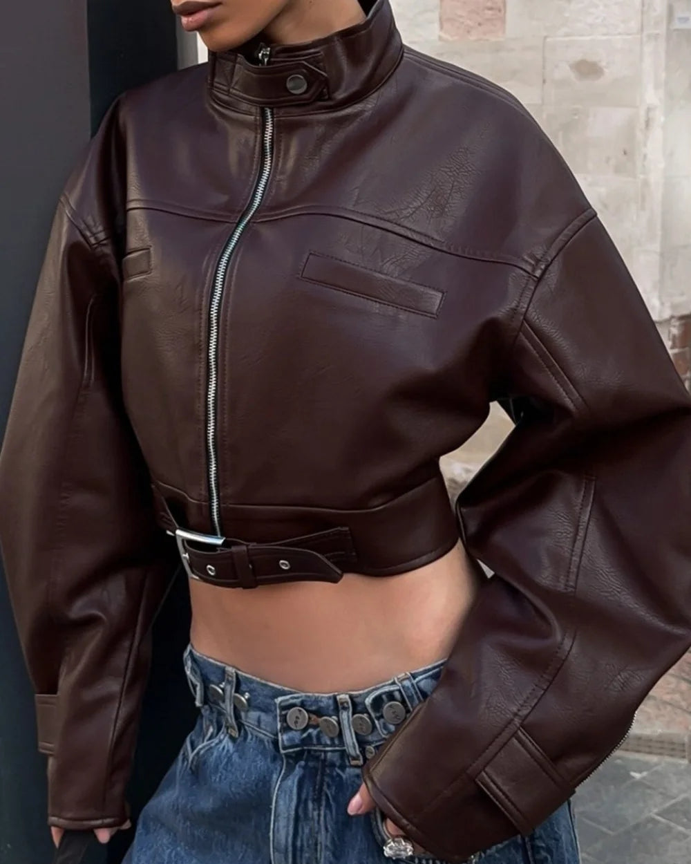 Vero Men's Leather Jacket | Slim Fit, Stand Collar 2