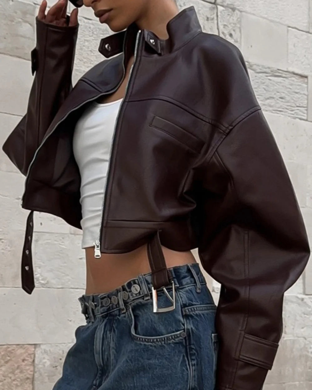 Vero Men's Leather Jacket | Slim Fit, Stand Collar 3