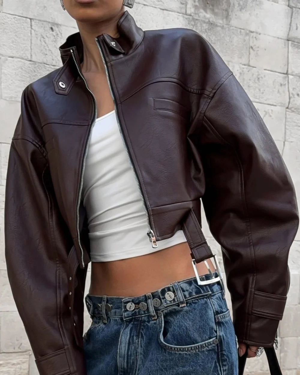 Vero Men's Leather Jacket | Slim Fit, Stand Collar 4