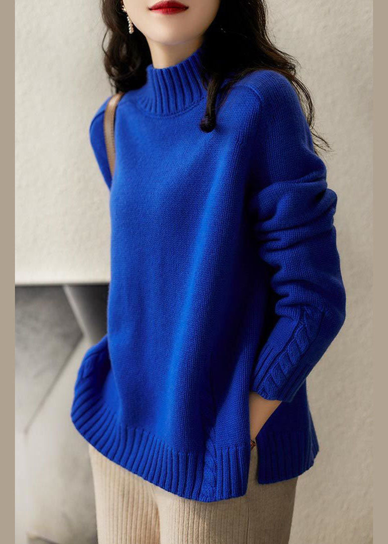 Women's Sweater Blue Wool Blend Slim Fit - 2