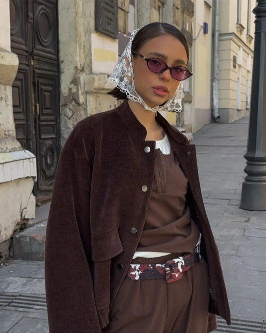 Vera Women's Jacket | Loose Fit, Stand Collar, Vintage Design 2