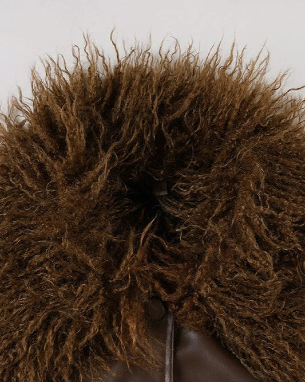 Vera Women's Leather Paneled Jacket | Vintage Fleece Collar, Slim Fit 4