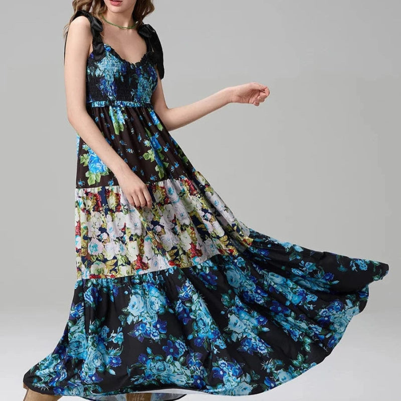 Viva Maxi Dress | Vintage Floral, Boho Style Long Dress for Women