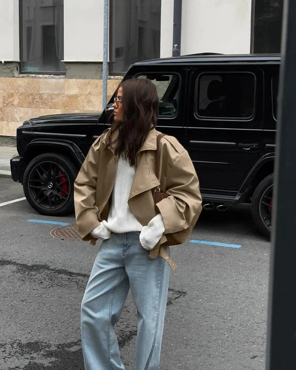 Kavi Women's Trench Coat | Loose Fit, Lapel Collar, Zipper Detail 4