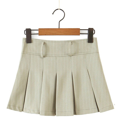 Vintage Pleated High Waist Skirts and Long Sleeve Sweater Tops 10