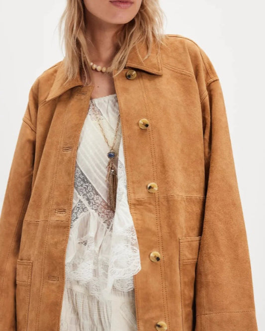 Vivi Women's Suede Jacket | Vintage Style, Loose Fit 1