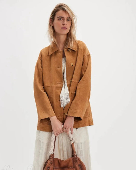 Vivi Women's Suede Jacket | Vintage Style, Loose Fit 2