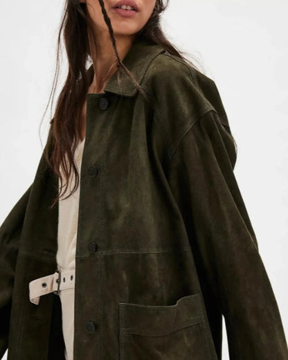 Vivi Women's Suede Jacket | Vintage Style, Loose Fit 13