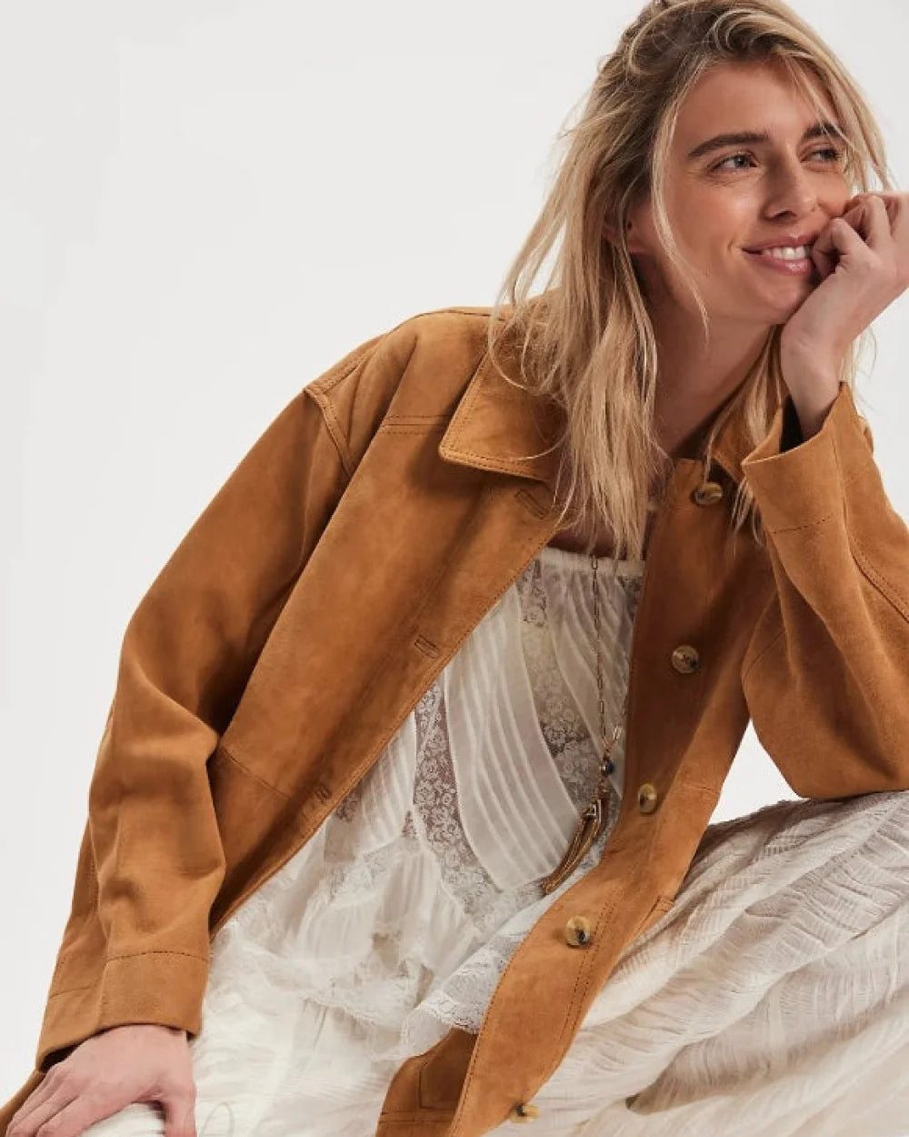 Vivi Women's Suede Jacket | Vintage Style, Loose Fit 4