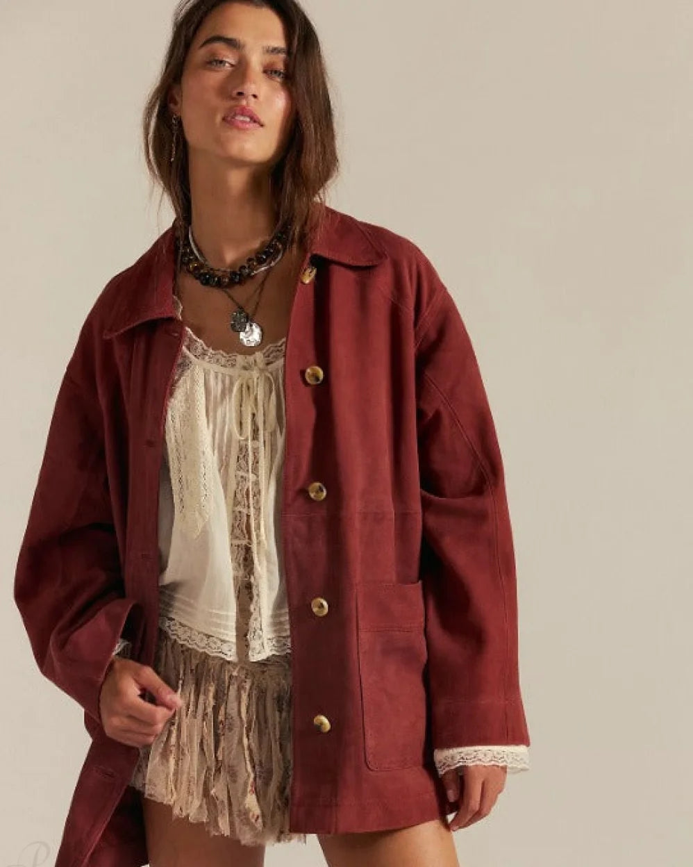 Vivi Women's Suede Jacket | Vintage Style, Loose Fit 5