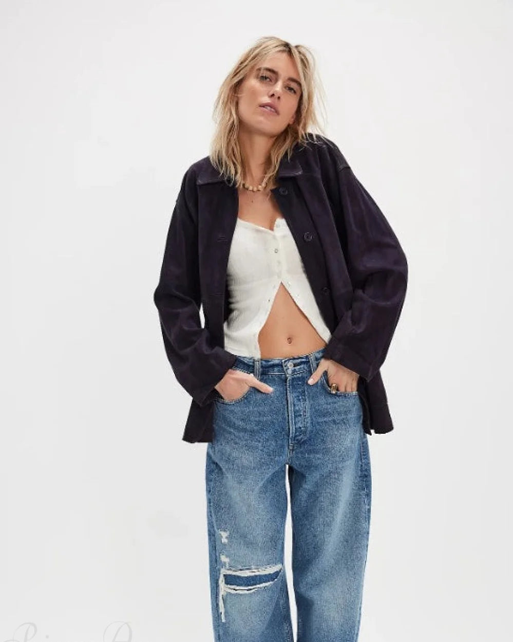 Vivi Women's Suede Jacket | Vintage Style, Loose Fit 8