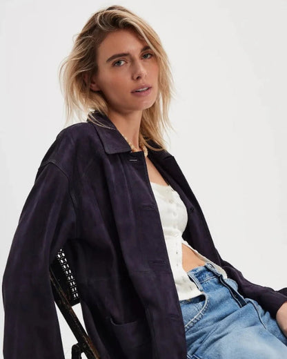 Vivi Women's Suede Jacket | Vintage Style, Loose Fit 9